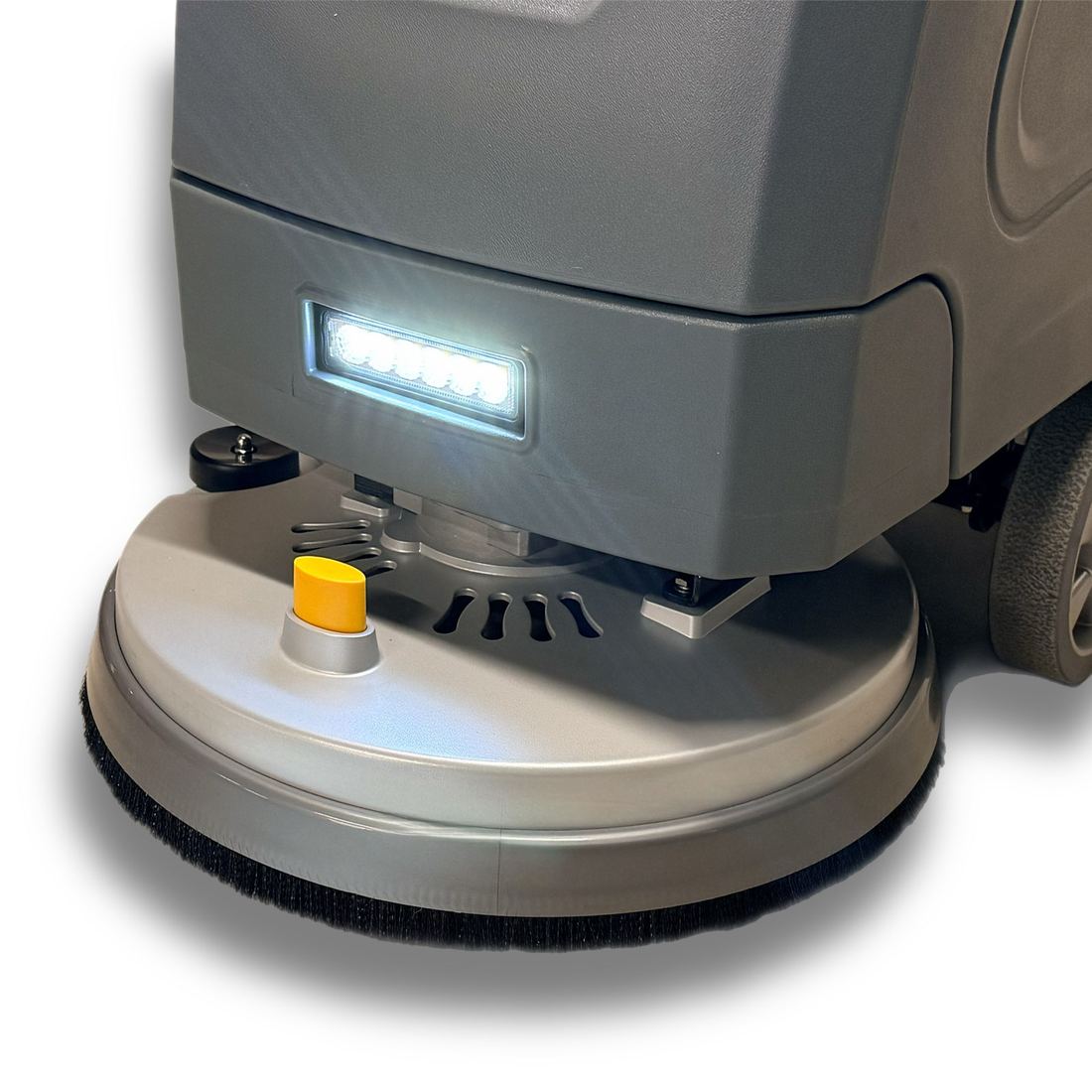 Stahlwerk Germany SW580 — Scheuersaugmaschine, Detailansicht LED-Frontlicht und Bürste